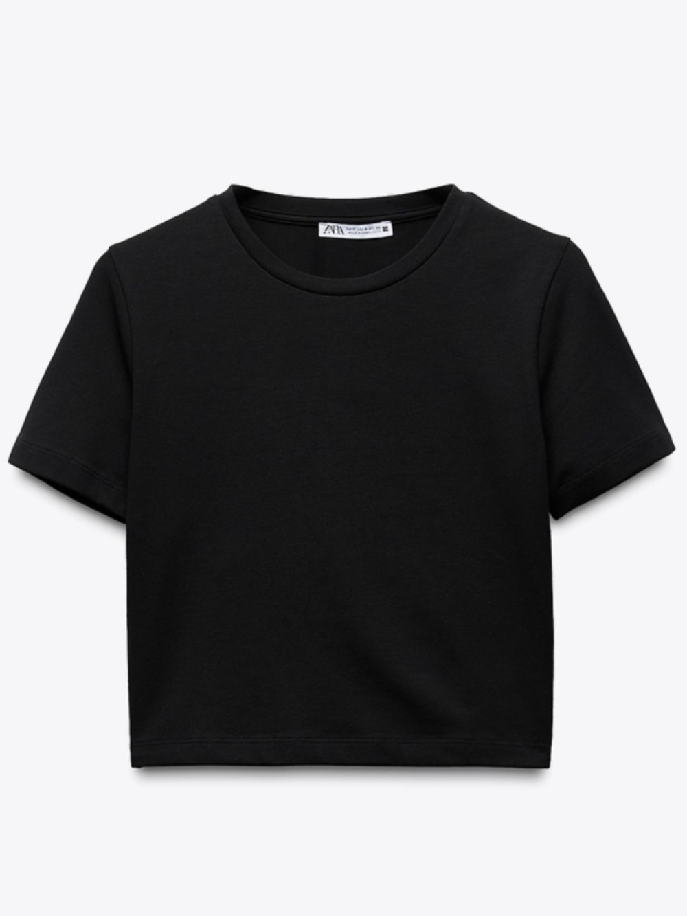 Zara Black Short Sleeve Crop Top